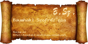 Baumhakl Szofrónia névjegykártya